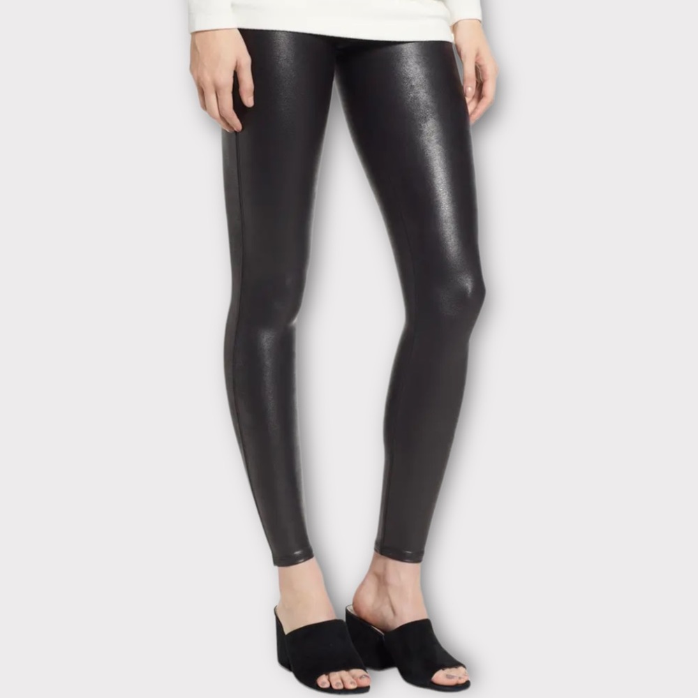 Spanx Faux Leather Leggings Petite Black NWOT